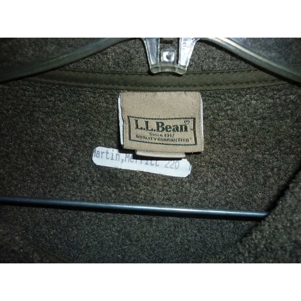 LL Bean‎ Fleece Jacket Full Zip Olive Green Men's Size Large L